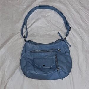 Blue Leather Shoulder Bag BUENO